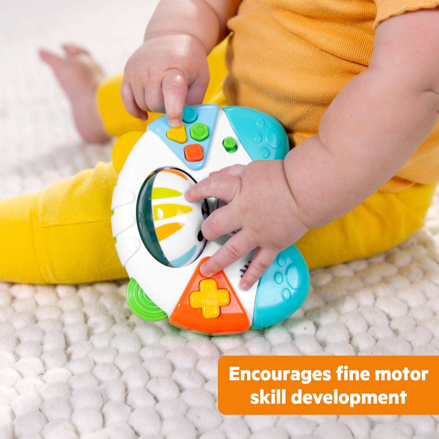 Bright Starts Gamer Buddy Baby Game Controller Toy, Tiger, Video Game Sound Effects and Melodies, Lights Up, 6 Months and Up