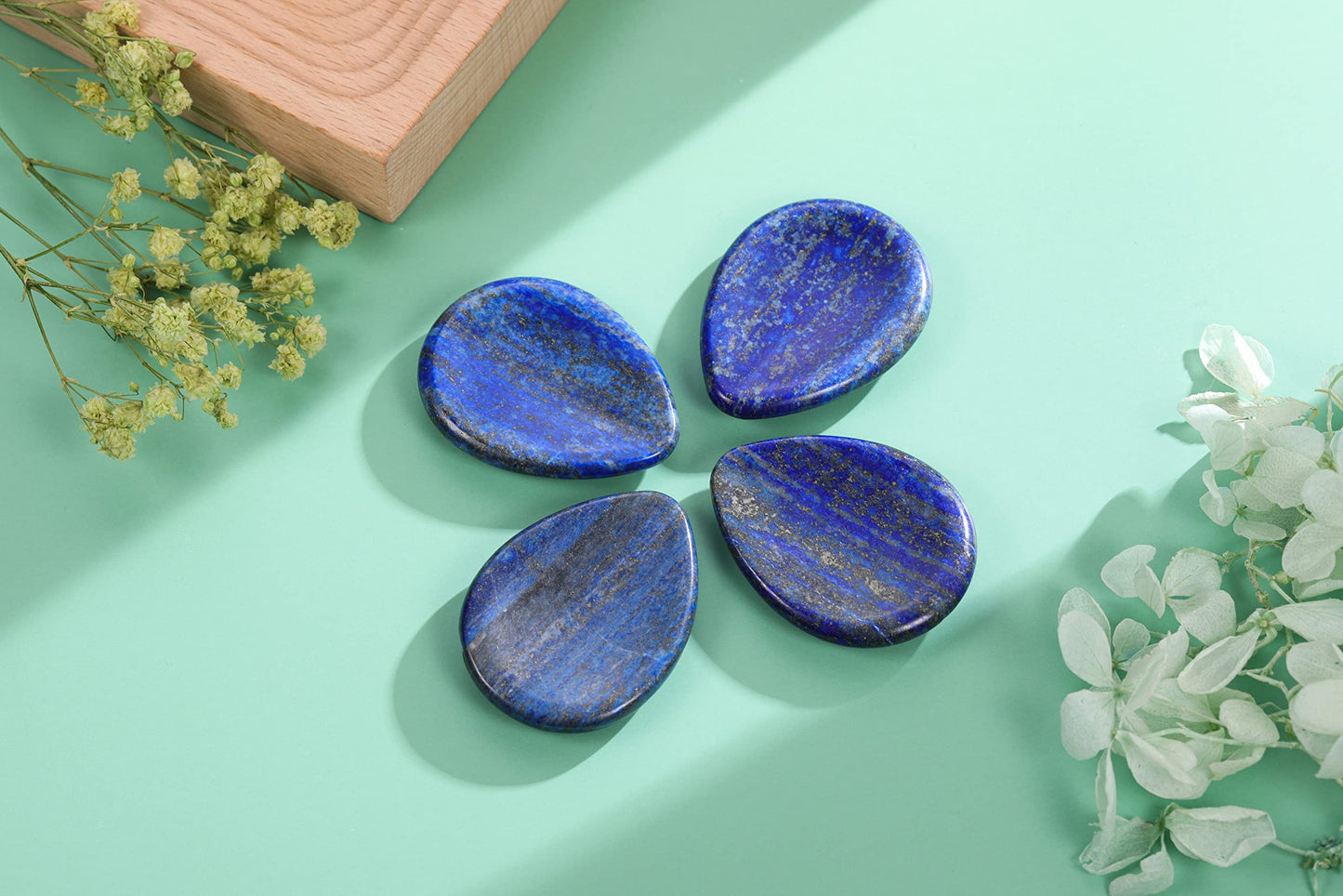 CrystalTears Lapis Lazuli Crystal Worry Stone Thumble Polished Healing Crystals Pocket Palm Stone Thumb Worry Stones for Anxiety Stress Relief Crystal Therapy