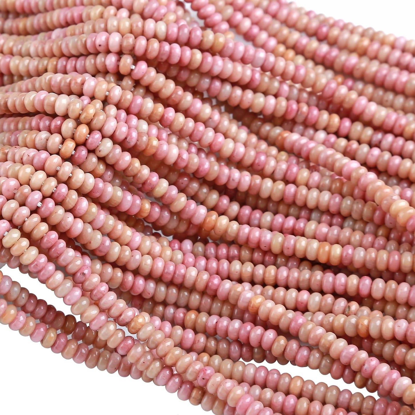 150PCS 2x4mm Natural Rhodochrosite Rondelle Beads Abacus Disk Stone Beads Round Loose Spacer Gemstone Beads for DIY Bracelet Necklace Jewelry Making