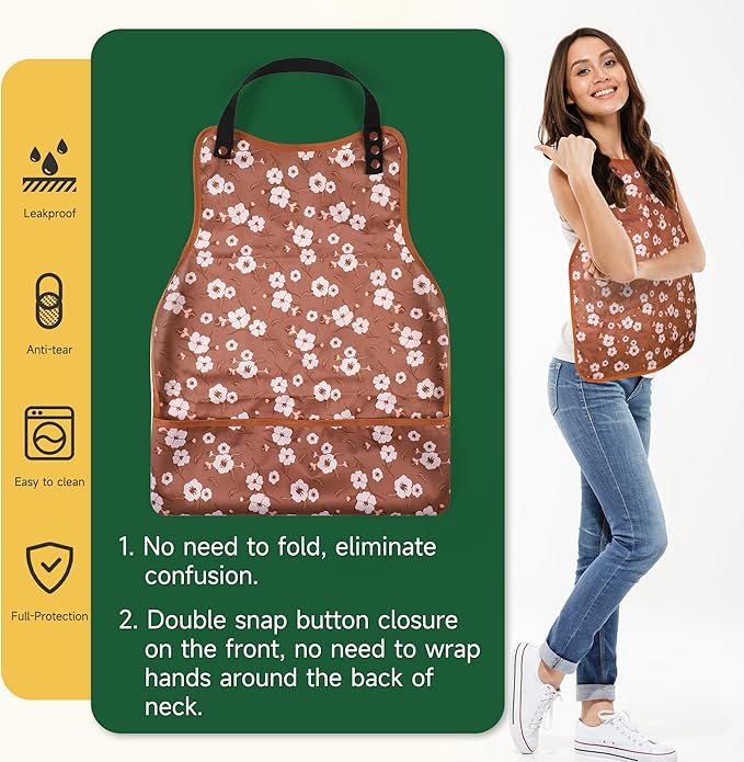 Adult Bibs-3 Pcs Washable Clothing Protector with Upgraded Crumb Catcher