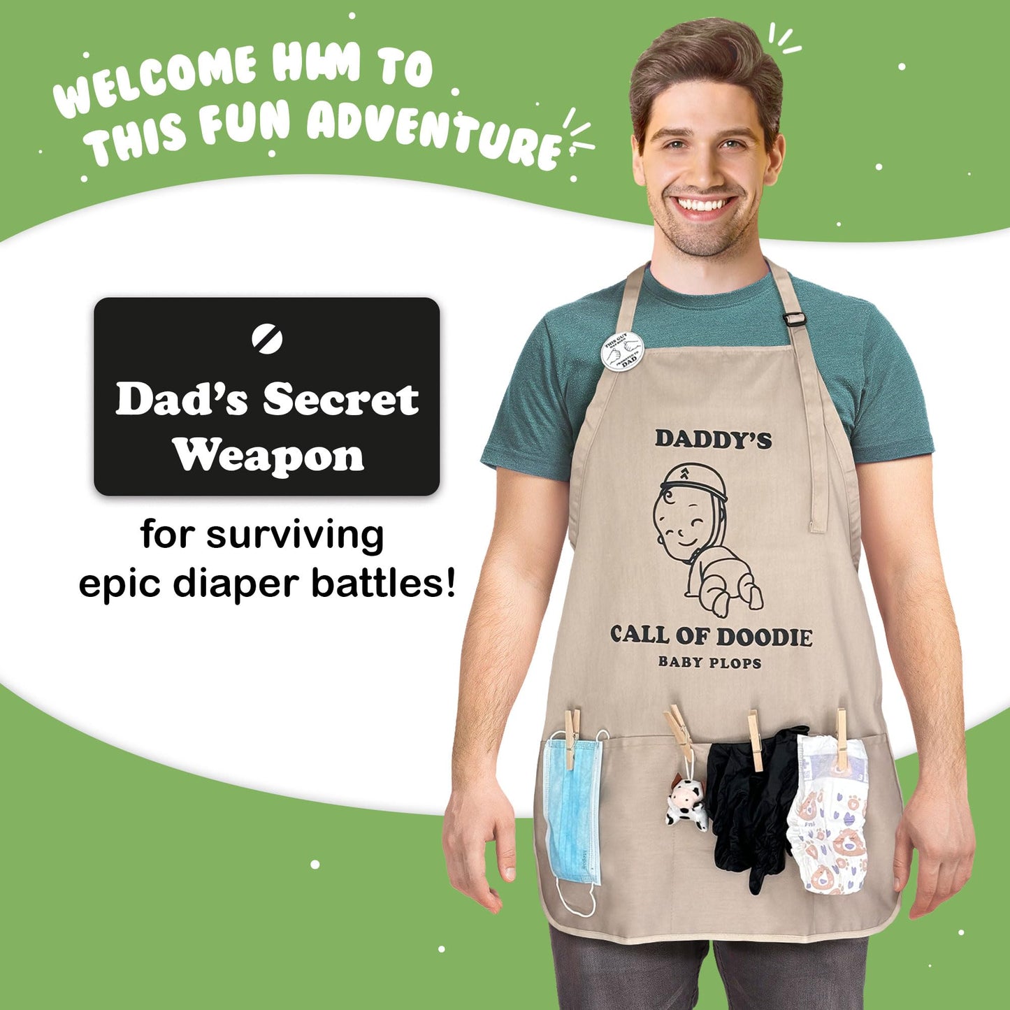 MUNIFICENCE Daddys Call Of Doodie Beige Apron Great Gift for New Dad to be