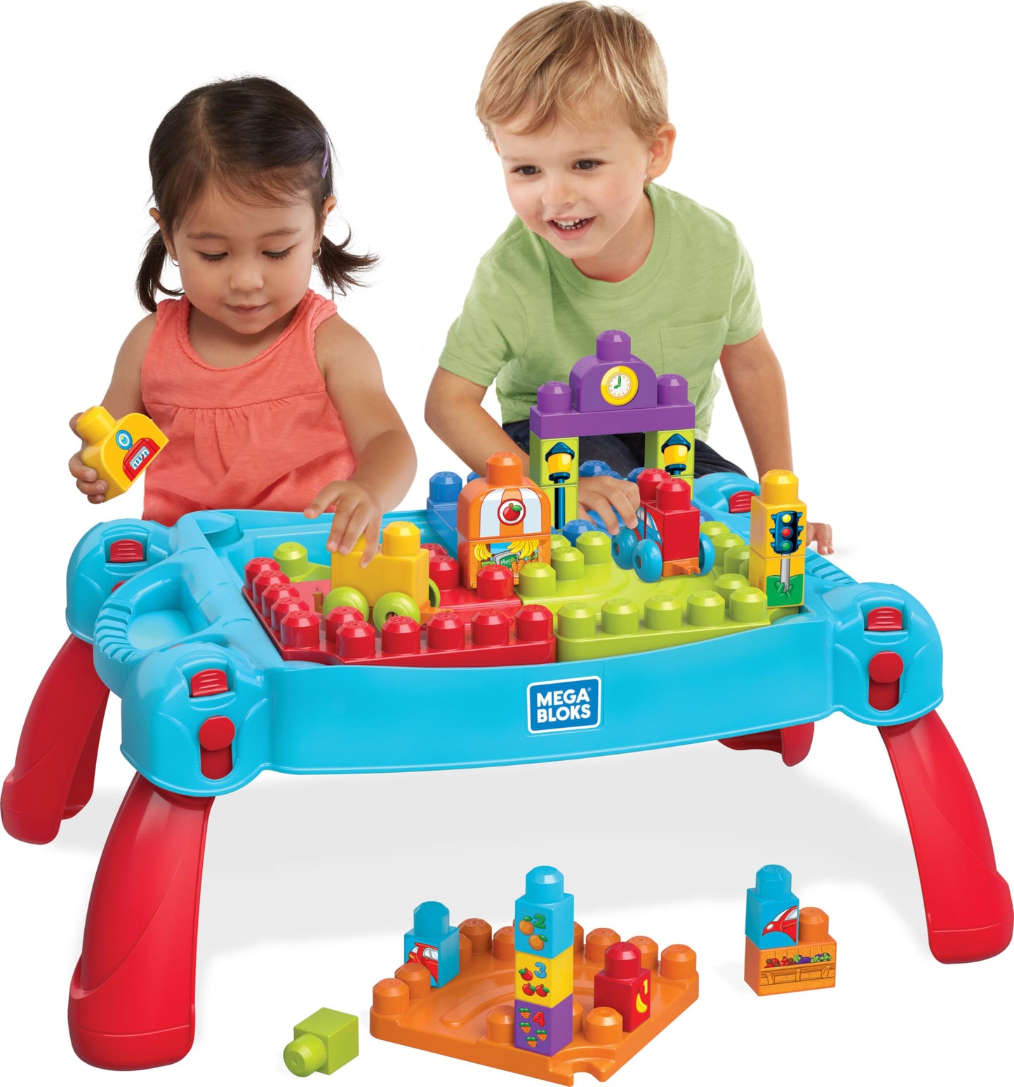Mega Bloks First Builders Build 'n Learn Table with Big Building Blocks, Building Toys for Toddlers (30 Pieces)