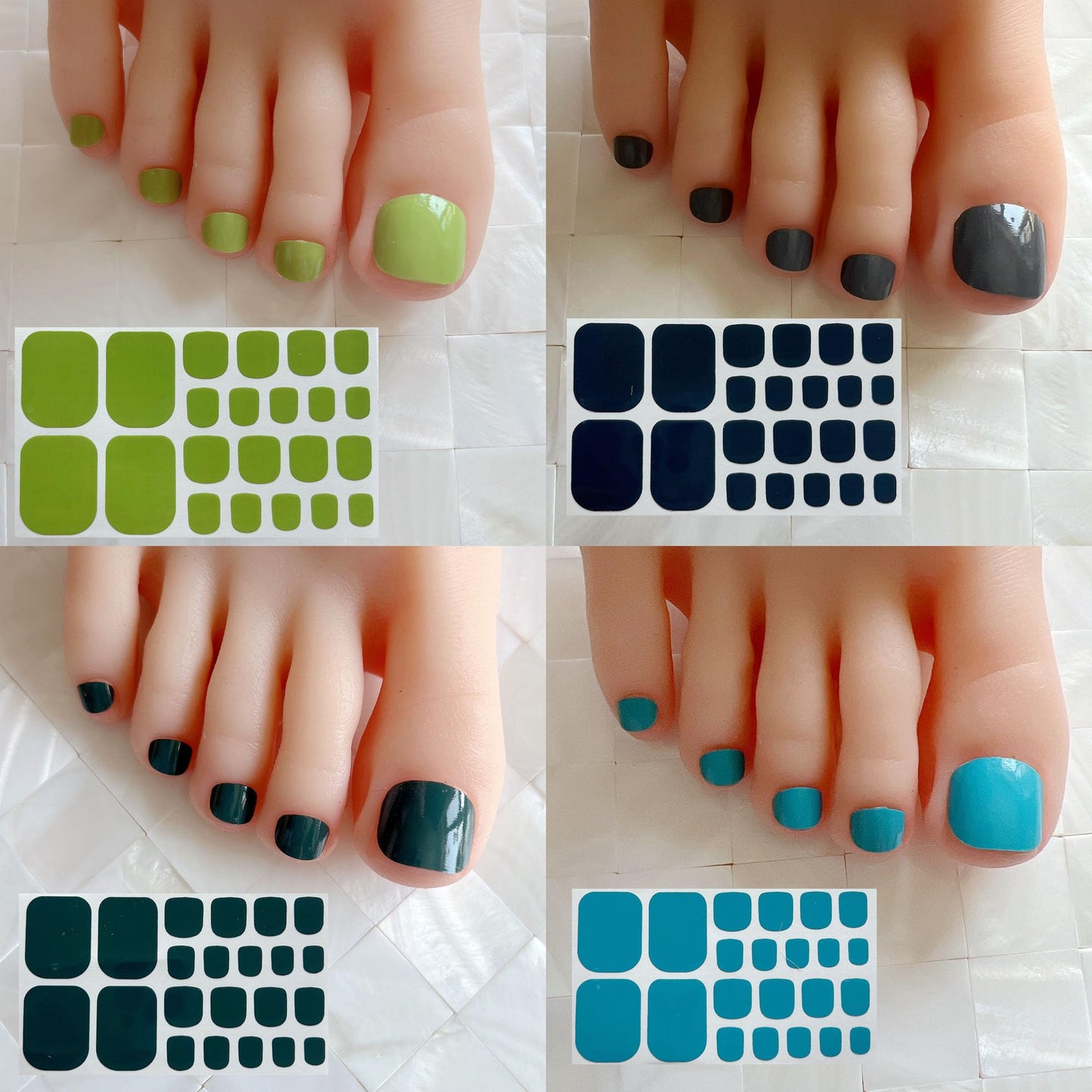 Nail Angel 1set Toe Nail Wraps, Full Cover Stickers, Pure Color Collection, Summer Beach Style Pedicure, Multiple Colors (FOOT021-12PCS)