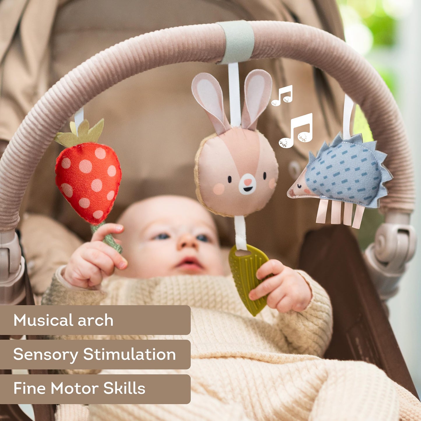 Taf Toys Activity Arch - Ideal for Infants & Toddlers, Fits Stroller & Pram, Stimulates Baby’s Senses, Easier Outdoors (Musical Bunny Arch)