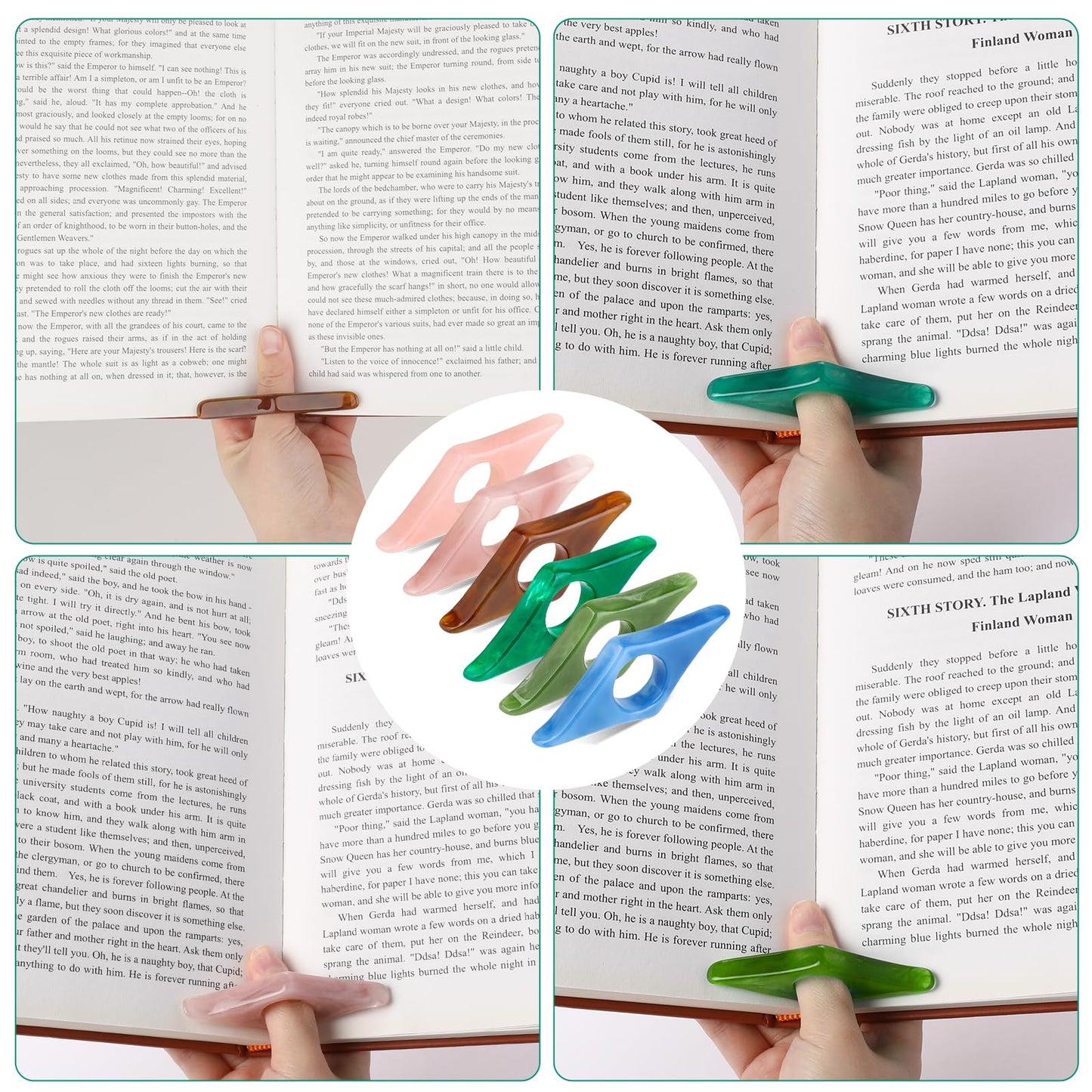 6 Pack Book Page Holder Personalized Resin Book Thumb Page Holders for Reading Lovers Bookmark Holder Book Reading Accessories Gift for Christmas, Thanksgiving Day, Classmate, Teachers
