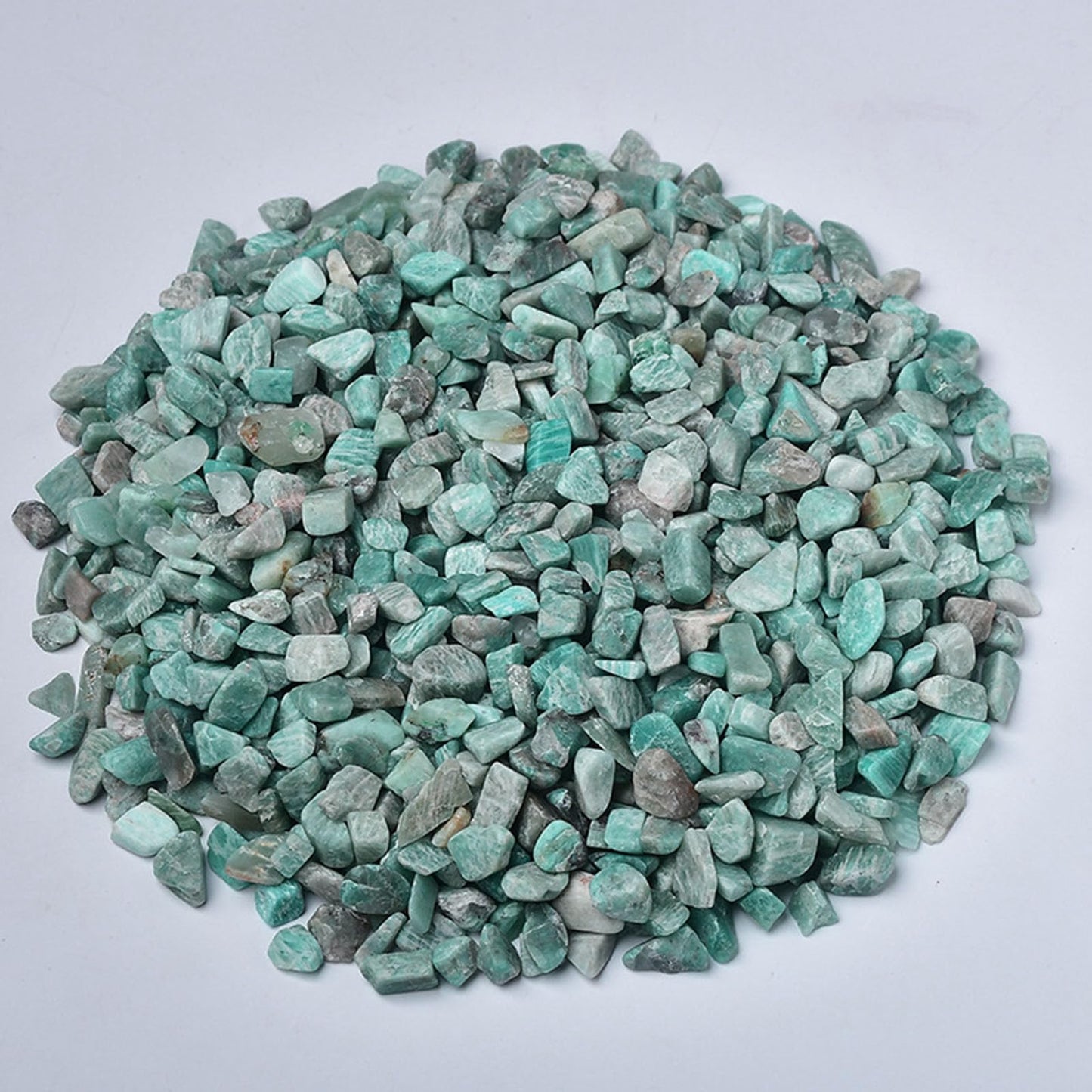 gemshan Amazonite Chip shealing stone 2lb/910g Healing Crystal Chips 7mm-9mm for Aquarium Vase Plant Decoration Jewelry DIY