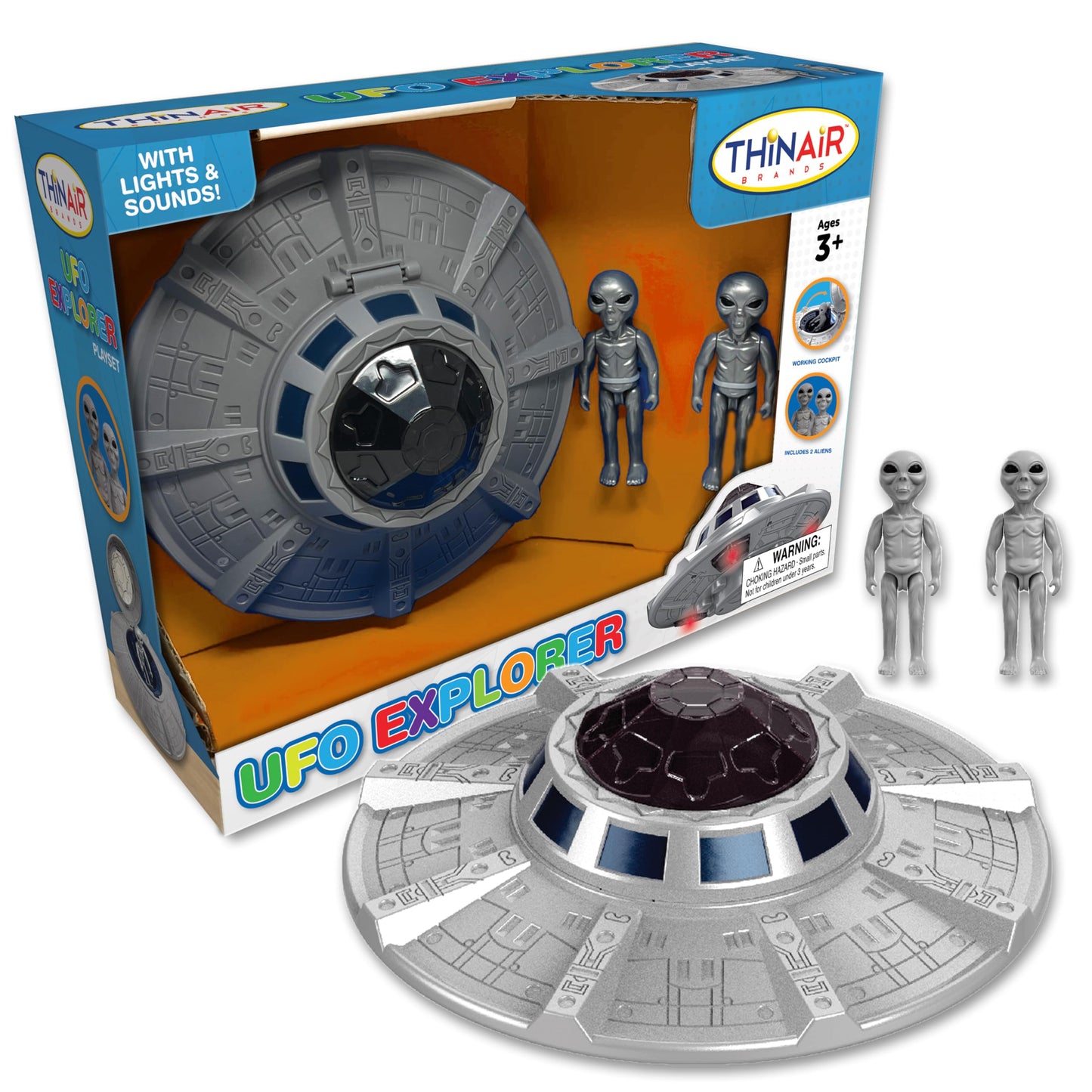 Nature Bound UFO Spaceship Space Toy, Kids Spaceship Playset with Two Aliens, Lights & Sounds, Educational STEM Adventure, 1:18 Figure