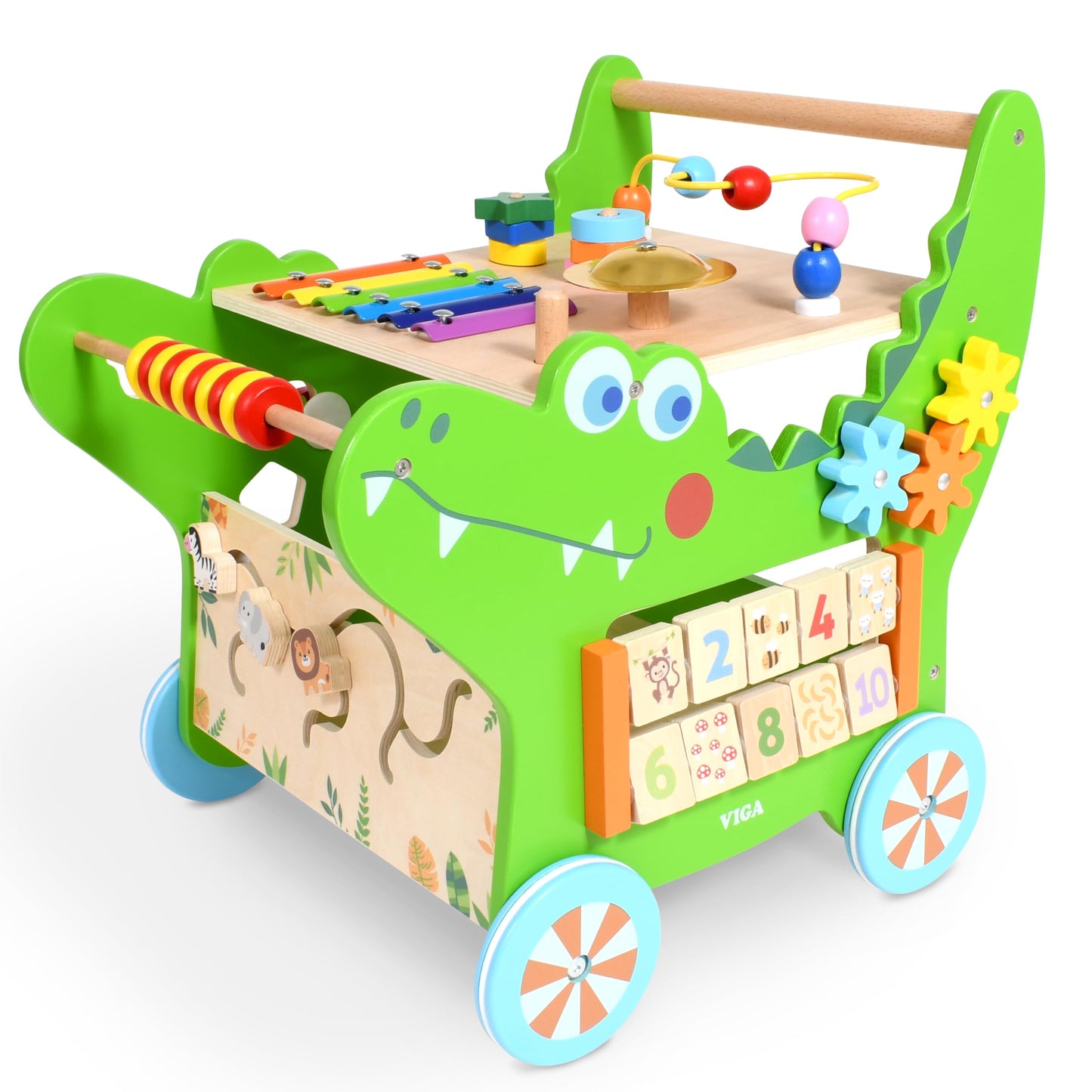 Spark & Wow Crocodile Activity Walker | 10 Activities | for Ages 1+ | Activity Table for Toddlers | Push and Pull Learning Walker