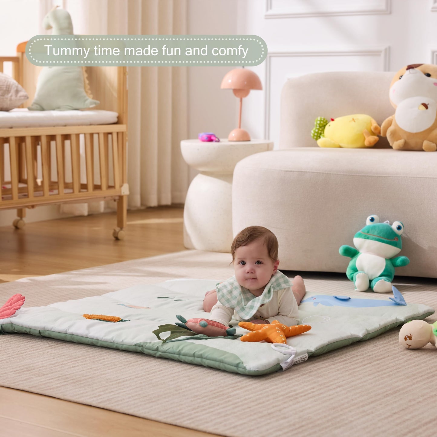 Spirich 9-in-1 Tummy Time Mat, Soft Sensory Mat for Infants, Baby Play Gym Mat, Newborn Essentials Shower Gift