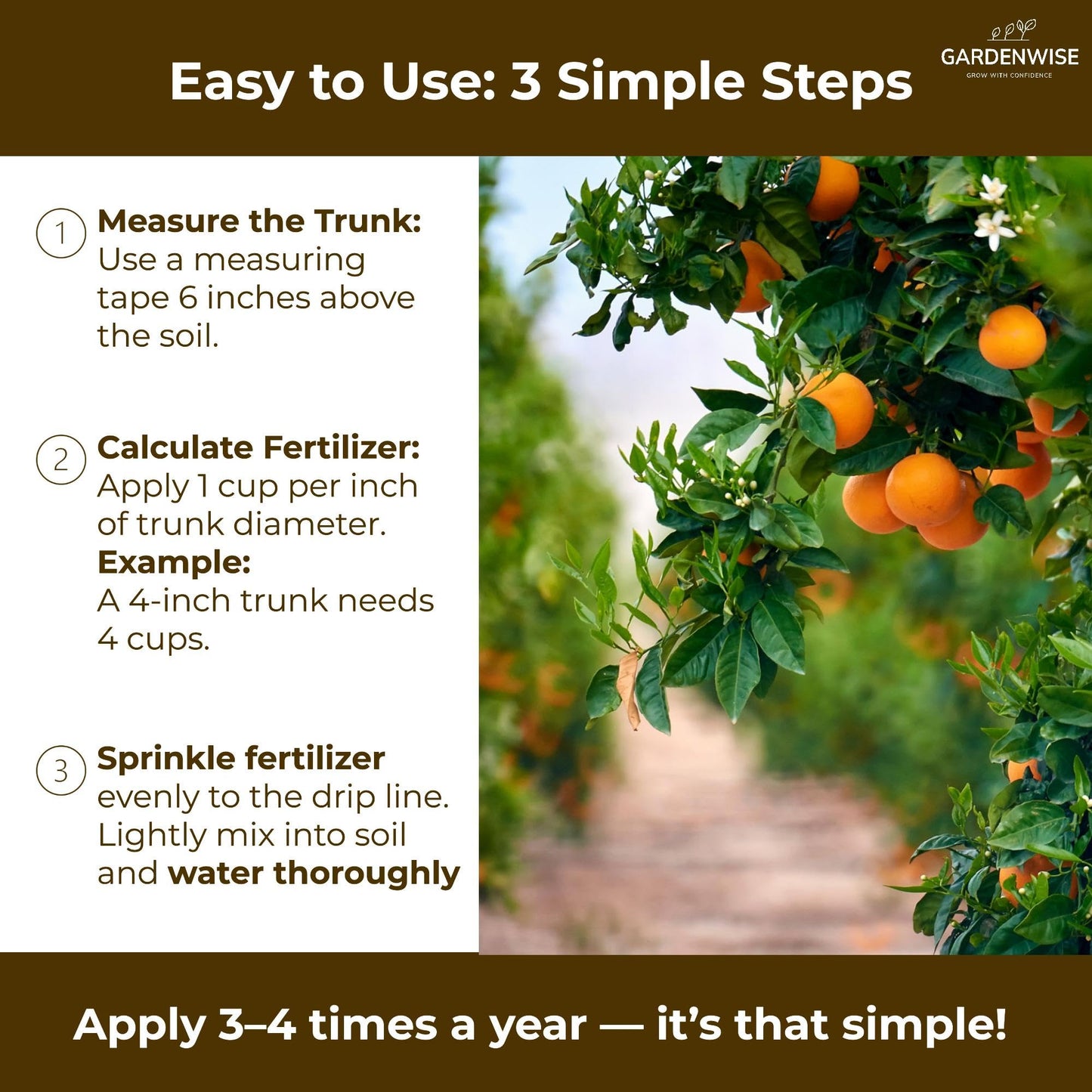 GARDENWISE Professional Citrus Fertilizer + Vital Micronutrients; Perfect Balanced NPK for All Citrus; for Indoor and Outdoor Plants; Orange, Lime, Avocado and Lemon Tree Fertilizer (1/2 Quart)