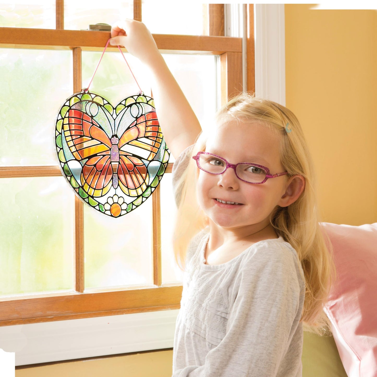 Melissa & Doug Stained Glass Made Easy Activity Kit: Butterfly - 140+ Stickers Kids Sticker Stained Glass Craft Kit; Sun Catchers for Kids Ages 5+
