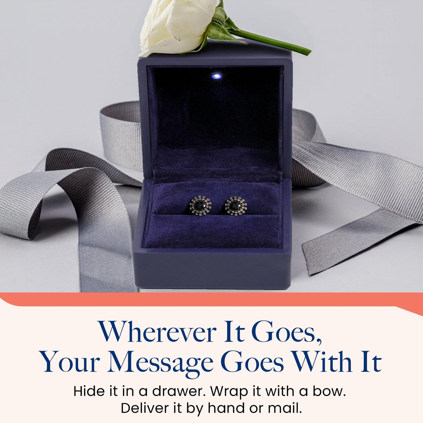 VOICEGIFT Ring Box Recordable Ring Box with LED Light, 60-Second Voice Recorder, Velvet Jewelry Gift Box for Proposal, Engagement, and Keepsake | Midnight Blue