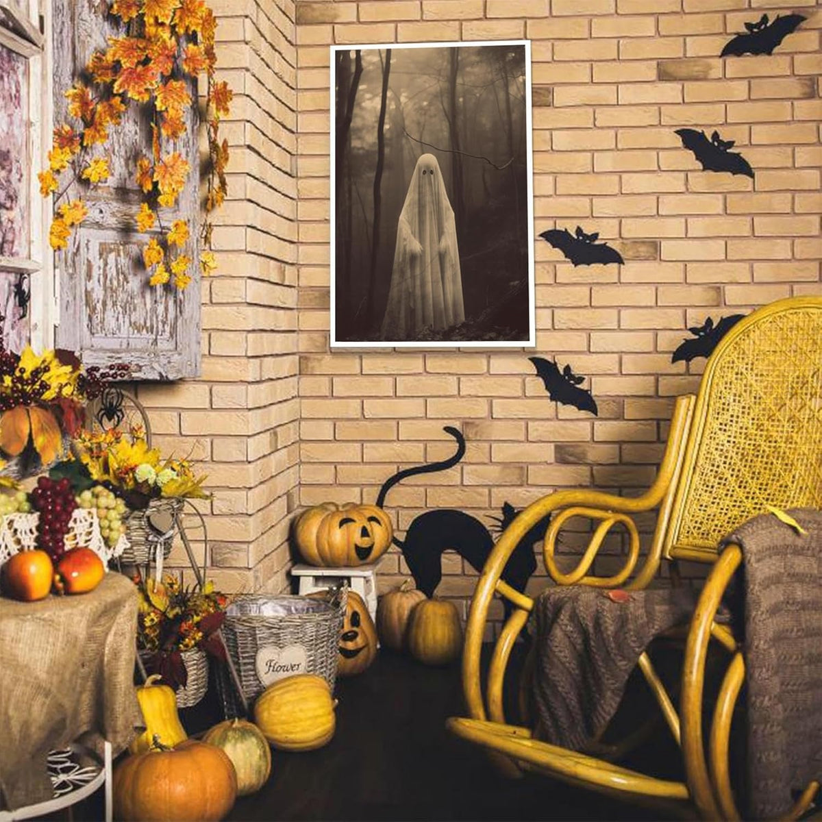 Ghost Forest Spooky Print Poster The Gothic Room Decor Creepy Picture Posters Dark Academia Aesthetic Family Prints Canvas Wall Art Home Apartment Decorations 12X16inch Unframed