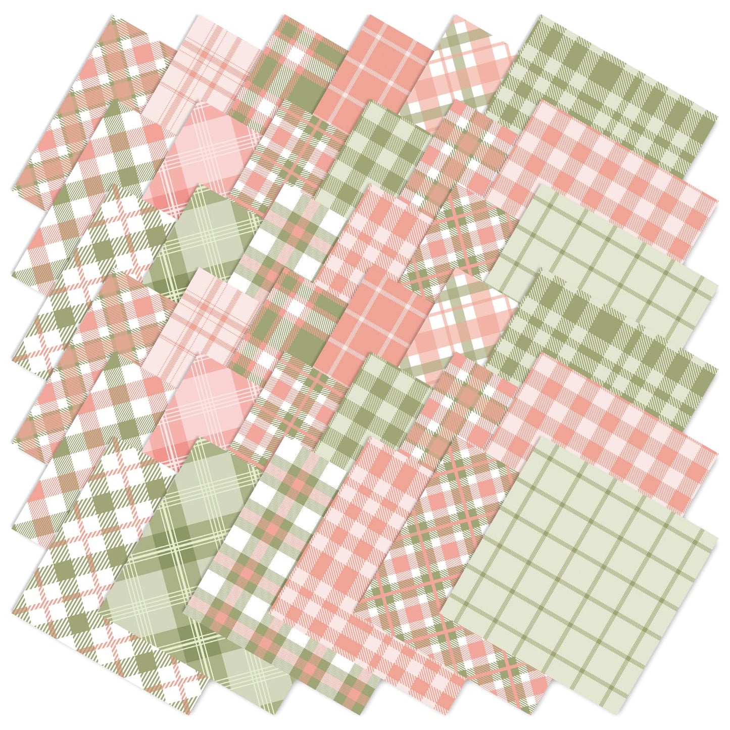 JarThenaAMCS 36Pcs Summer Buffalo Plaid Fabric Squares Cotton Fabric Bundles Small Pastel Pink Green Plaid Sewing Fabrics for DIY Craft Party Decor, 10 x 10 Inch