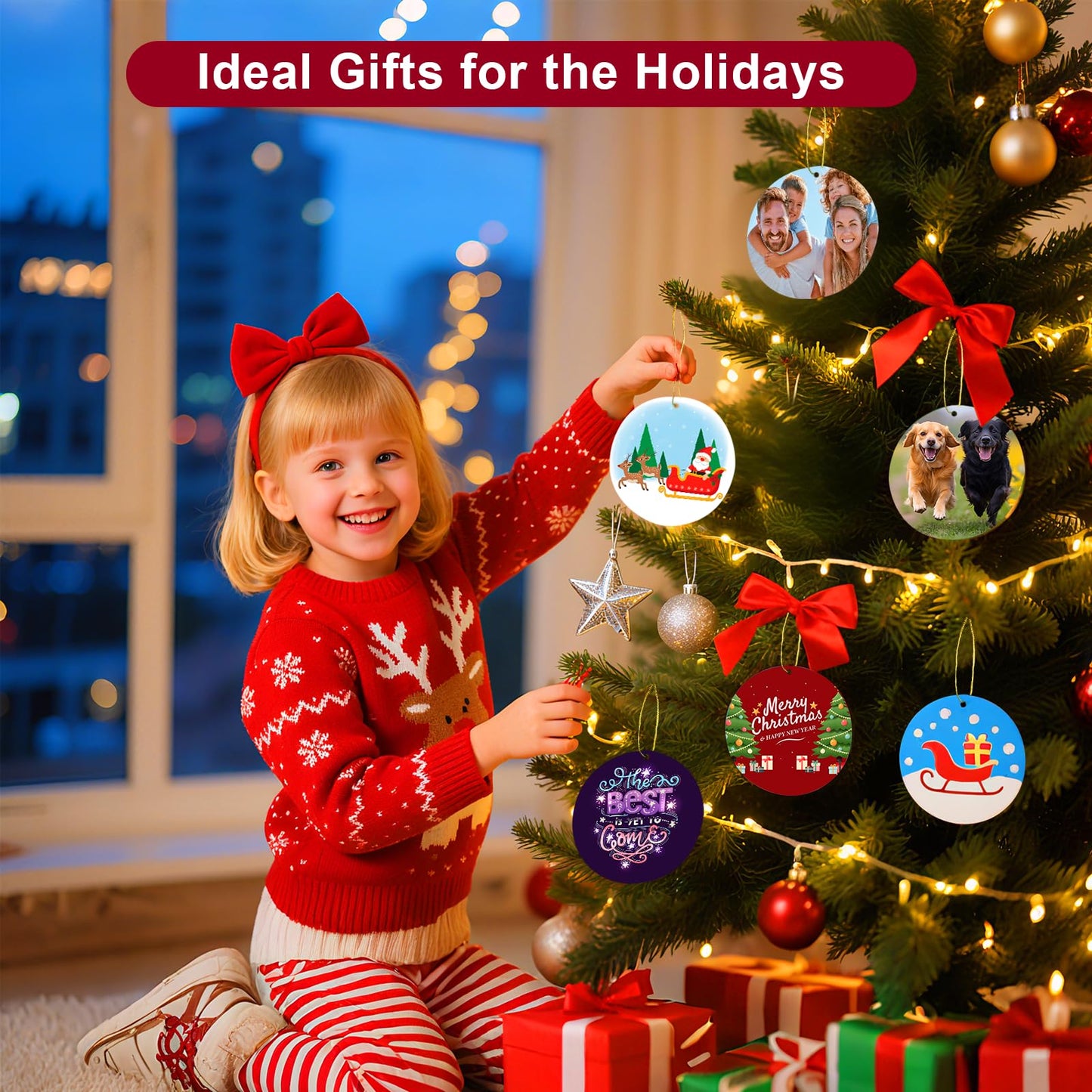 Sublimation Blanks Ornament Round 3" - 90 Sets Heat Transfer Items with Strings - Custom Double Sided Keepsake for Christmas Tree Home Decoration or Daily Memorial Gifts