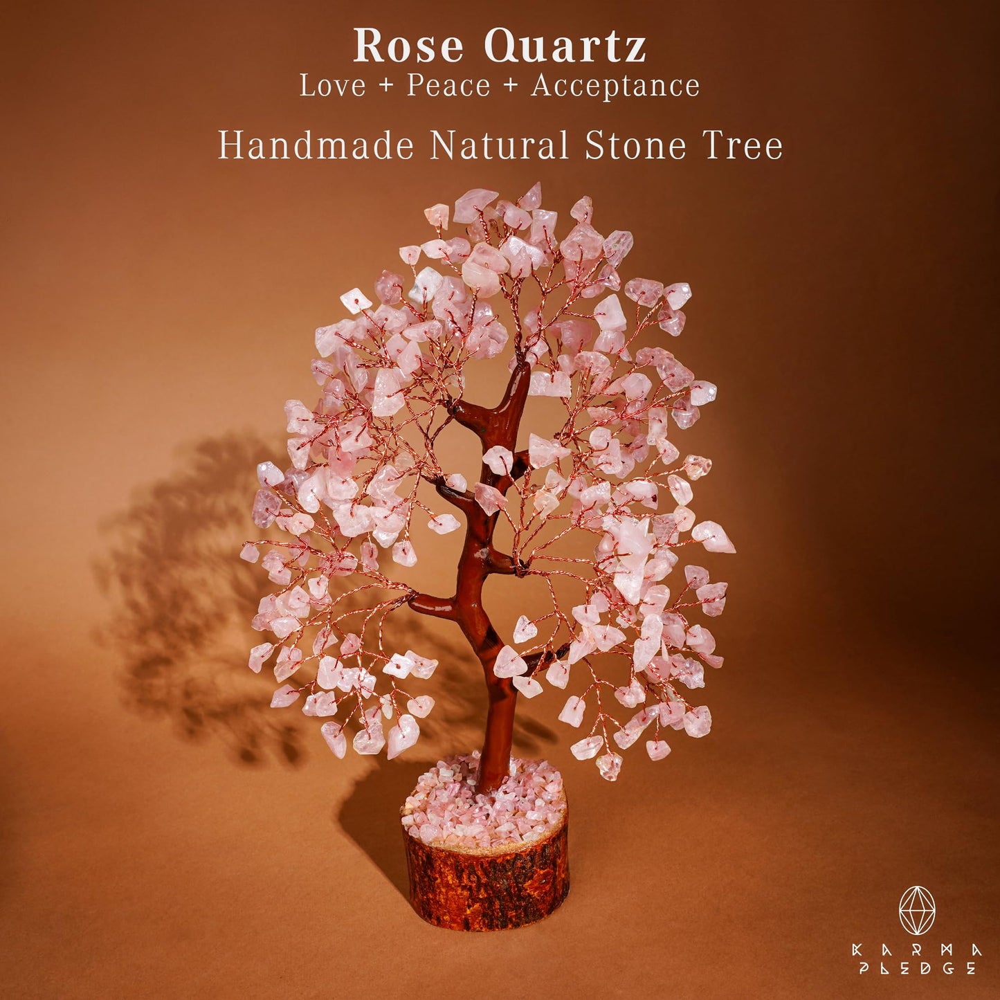 Rose Quartz Crystal Tree of Life Birthday Gifts for Women, Men, Handmade Home Decor, Office Decoration, Healing Crystal Chakra Tree for Money, Positivity, Reiki, Good Luck Gifts for Her, Mom & Dad