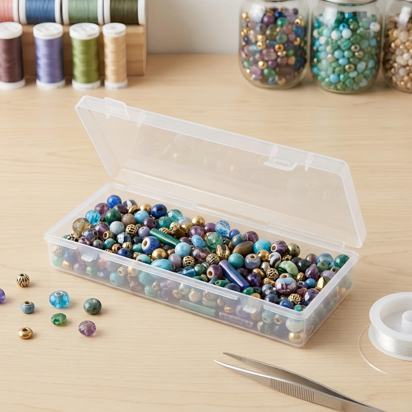 LJY 10 Pieces Rectangular Empty Mini Clear Plastic Organizer Storage Box Containers with Hinged Lids (6.1 x 2.6 x 1.2 inch, Transparent)