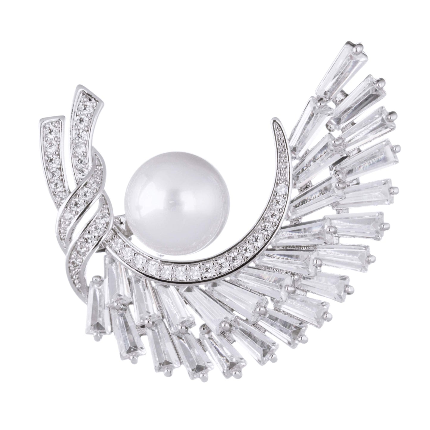 SinglinArt Brooches for Women Girls Flower White Rhinestone Crystal Pin Jewelry