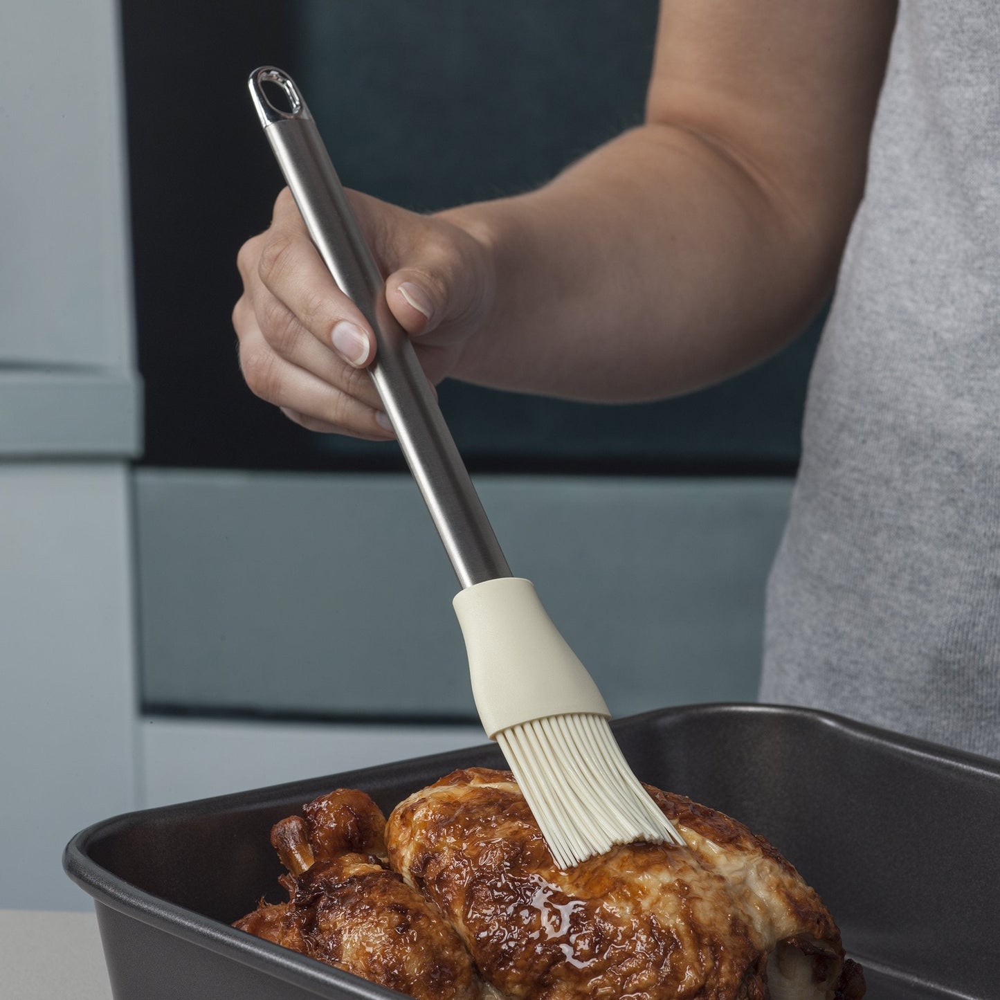 Zeal Pastry Basting Brush with Stainless Steel Handle, Silicone, Cream, 26 x 4 x 1.5 cm