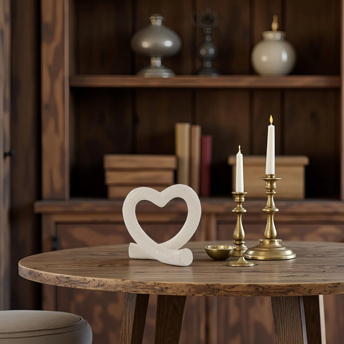 Lescafita Heart Decor Sculpture, Love Heart Statue Minimalist Modern Home Decor for Living Room Bedroom Desk Shelf Coffee Table, Romantic Meaningful Gift