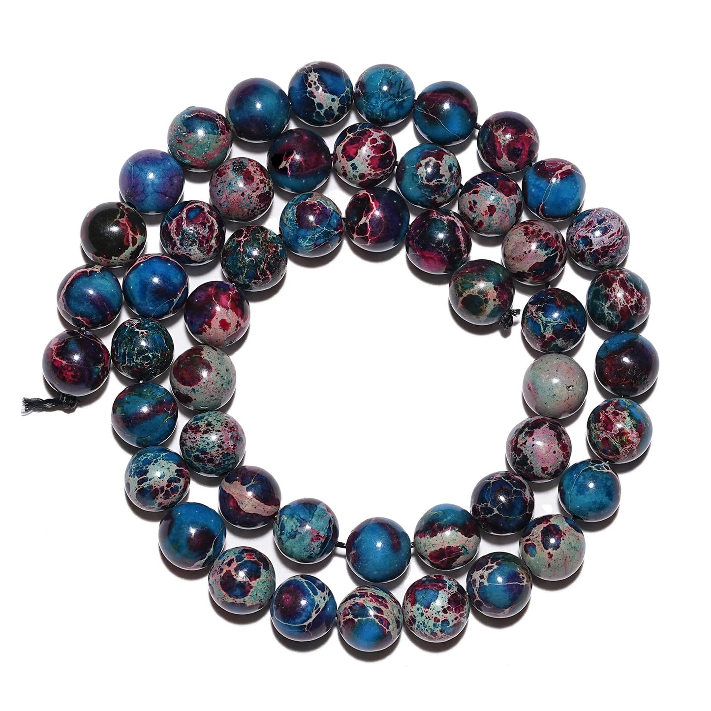 8mm Natural Blue Imperial Jasper Gemstone Beads Polished Round Smooth Stone Beads for Bracelets Jewelry Making 15inch Loose Beads