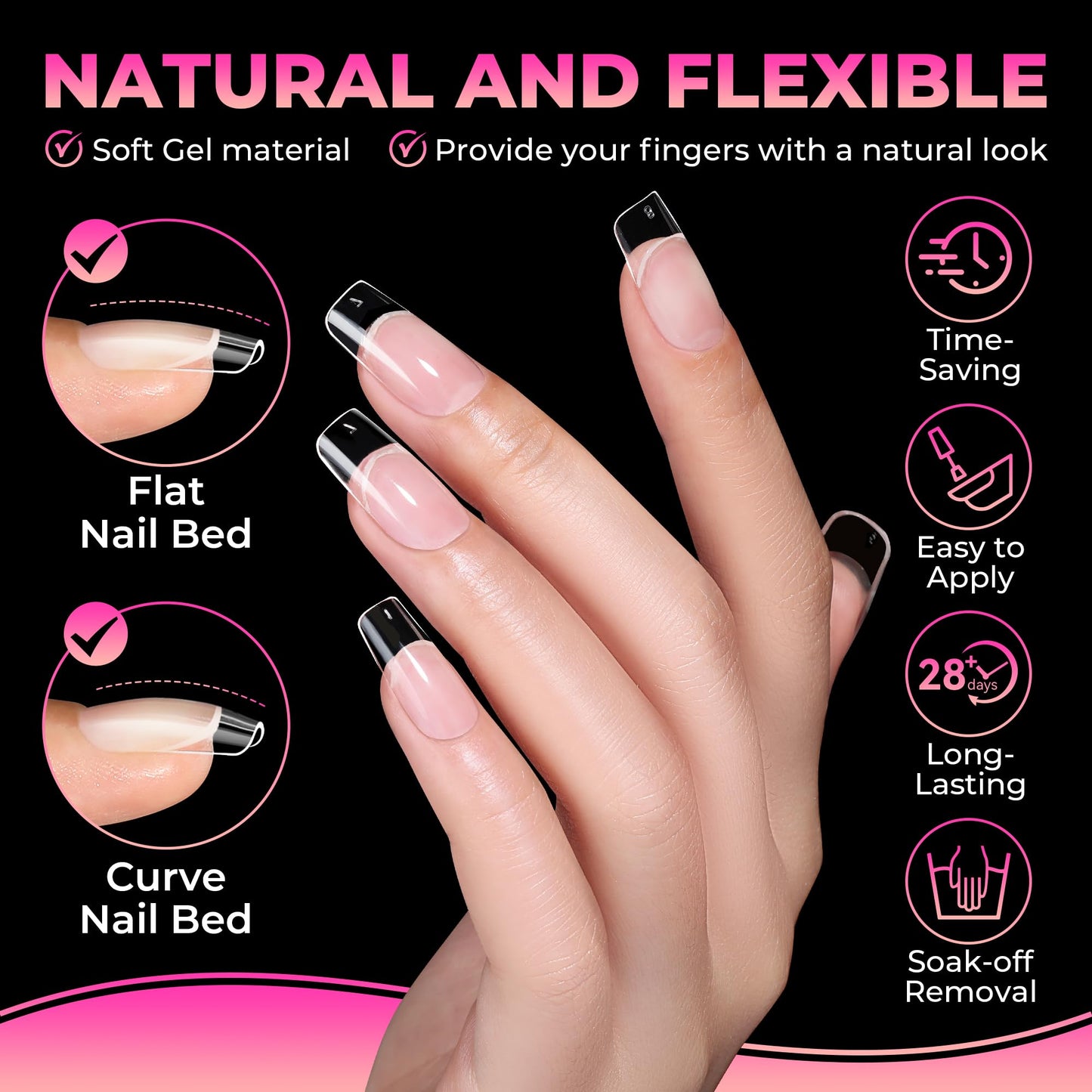 UNA GELLA Square Gel Nail Tips: 360Pcs 15 Sizes Pre-Etched Nails Tips Medium Square Full Cover Clear Acrylic False Nails No C Curve for Press on Nail Extension Home DIY Salon for Women Girls