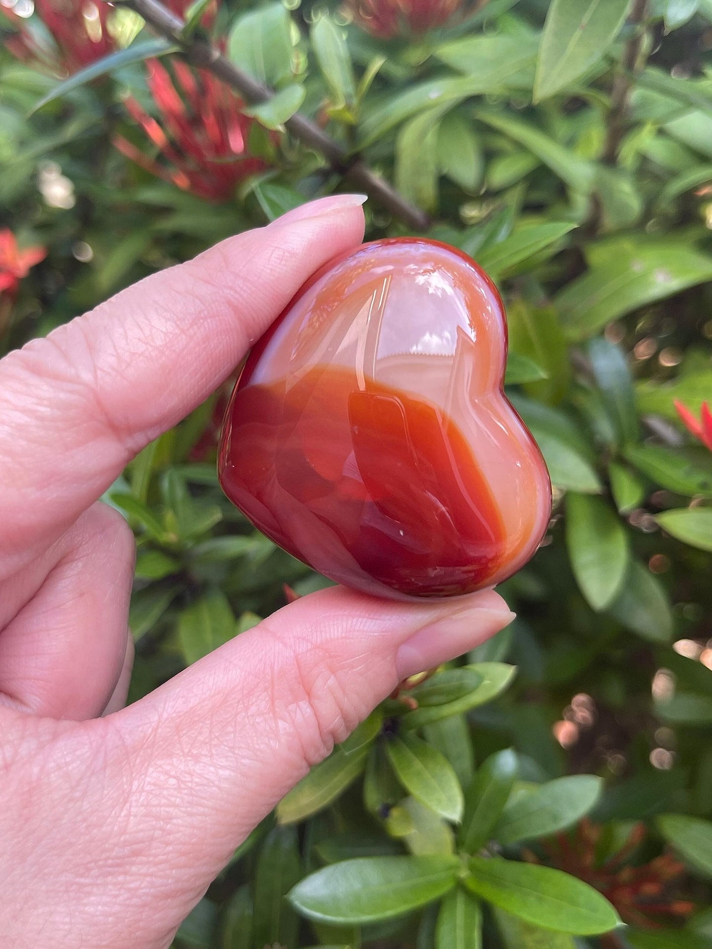 Carnelian Gemstone Hearts, Polished Carnelian Puffy Hearts, Carnelian Crystal Palm Stone, Carnelian Healing Crystal Hearts (1 Heart）