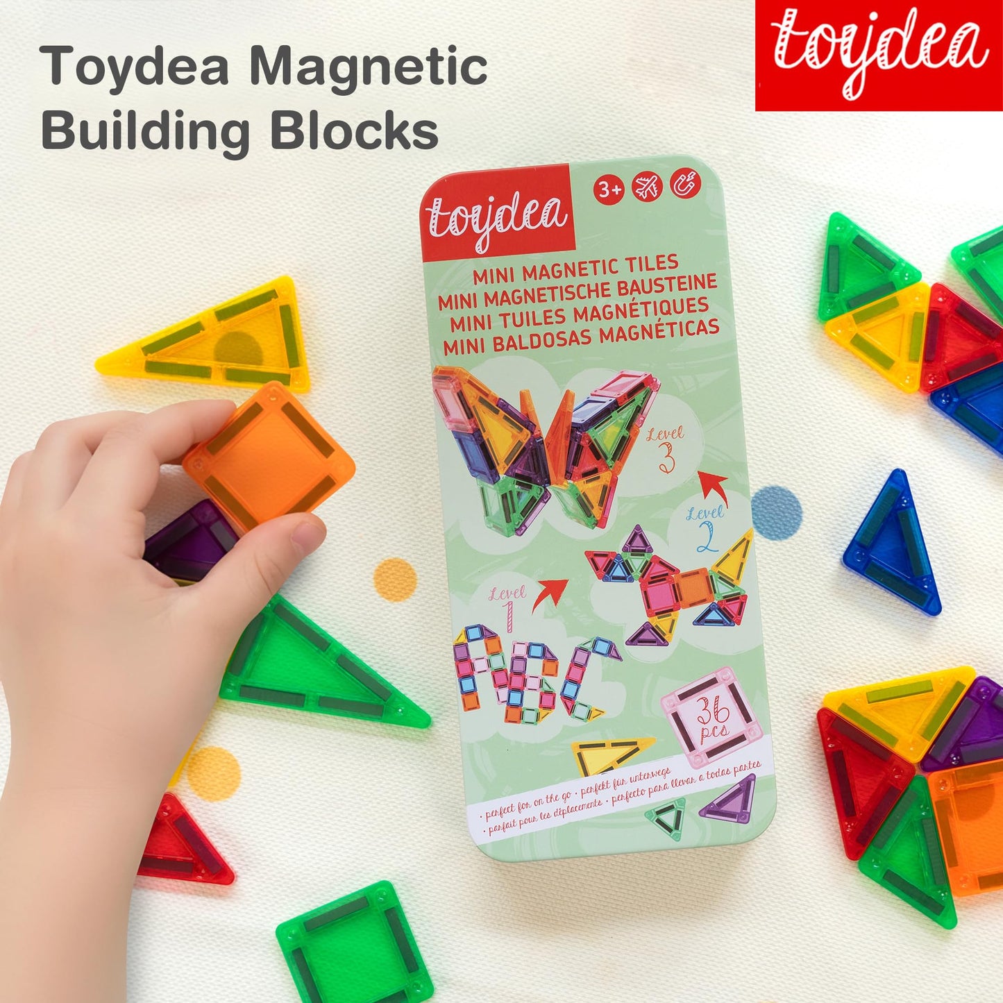 toydea Easter Magnetic Tiles for Kids, 36 PCS Mini Building Blocks, STEM Construction Set, Travel Toys for Toddlers Age 3-8, Easter Basket Stuffer