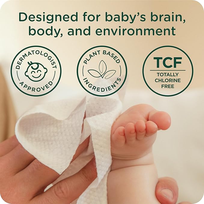 HealthyBaby Our Wet Wipes | EWG Verified Safe | 100% Water & Plant Based | Unscented & Safe for Sensitive Skin | Fragrance Free and Totally Chlorine Free (8 packs, 512 wipes)