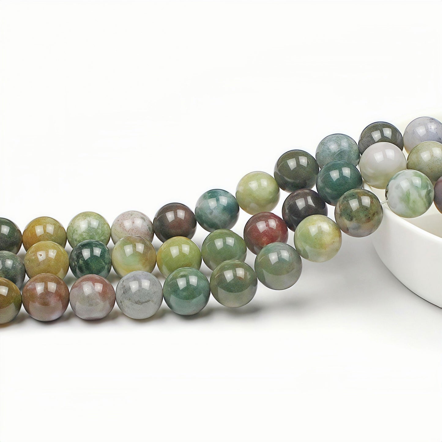 MJDCB AAA Natural Round India Agate Stone Beads Onyx Loose Beads for DIY Necklace Bracelat Jewelry Making Strand 15" (6mm)