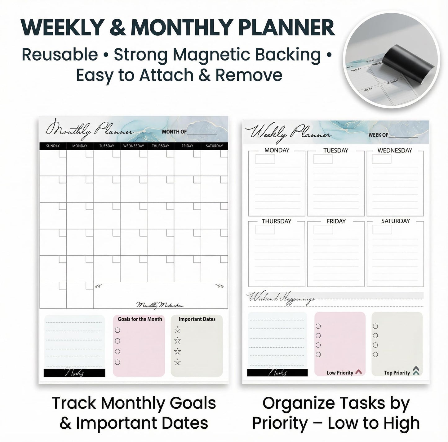 LULU OFFICE 12x16 Magnetic Whiteboard with Stand – Includes Weekly & Monthly Planner Sheets – Desktop Dry Erase Board with Black Frame, 3 Markers, Eraser, Magnets & Wall Mount Kit