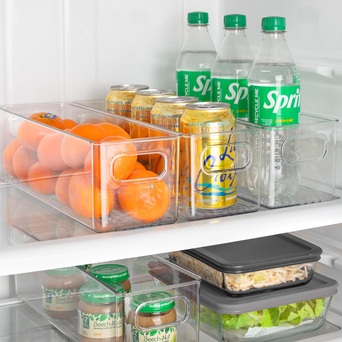 Plastic Food Storage Clear Container Bin with Handles for Organizing Kitchen