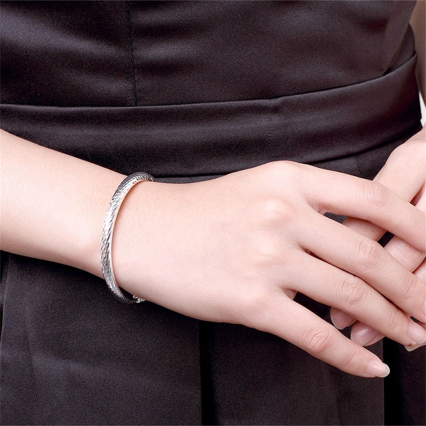 925 Sterling Silver Cuff Bangle Bracelet for Women Men Platinum Plated Bangle Bracelet Open Bangle Cuff Bracelet Twisted Adjustable Bangle Bracelet for Women Stackable Minimalist Bangle Bracelet
