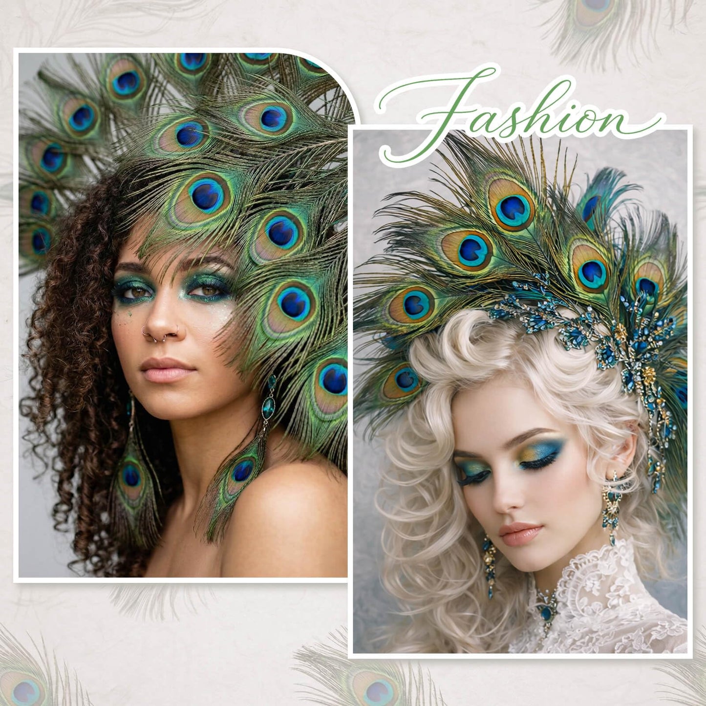 Piokio 50 pcs Peacock Feather in Bulk 10-12 inch(25-30 cm) Bulk for DIY, Craft Vase Wedding Home Party Christmas Day Peacock Feathers Decoration