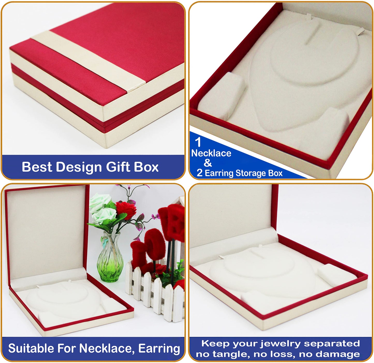 atorakushon Pendant Necklace Earring Ring Bracelet Jewelry Box Gift Case Box Wedding Jewelry Storage Holder for Engagement Proposal Special Occasions