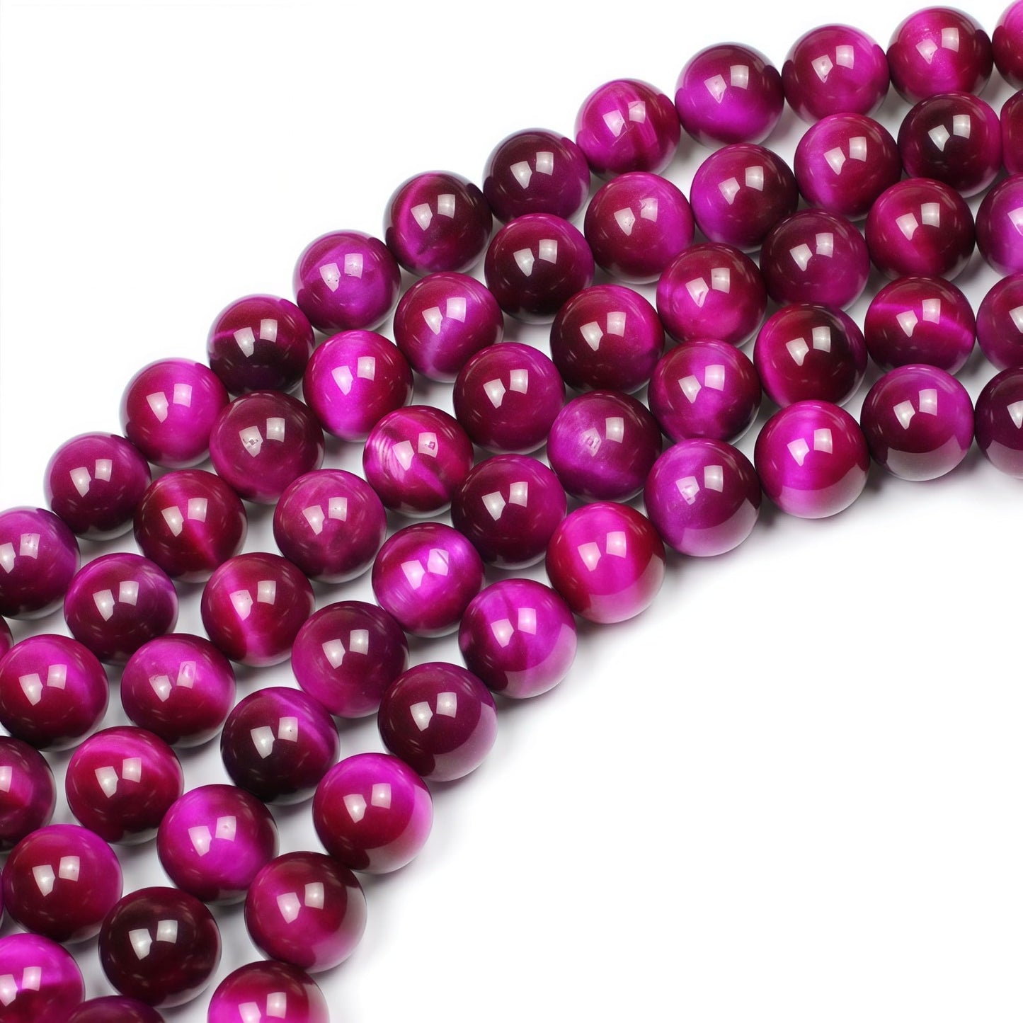 MJDCB Stone Beads 8mm 43pcs Round Rose Red Tiger's Eye Loose Gemstone Bead Charms for Jewelry Making Bracelet Necklace Earring Pendant