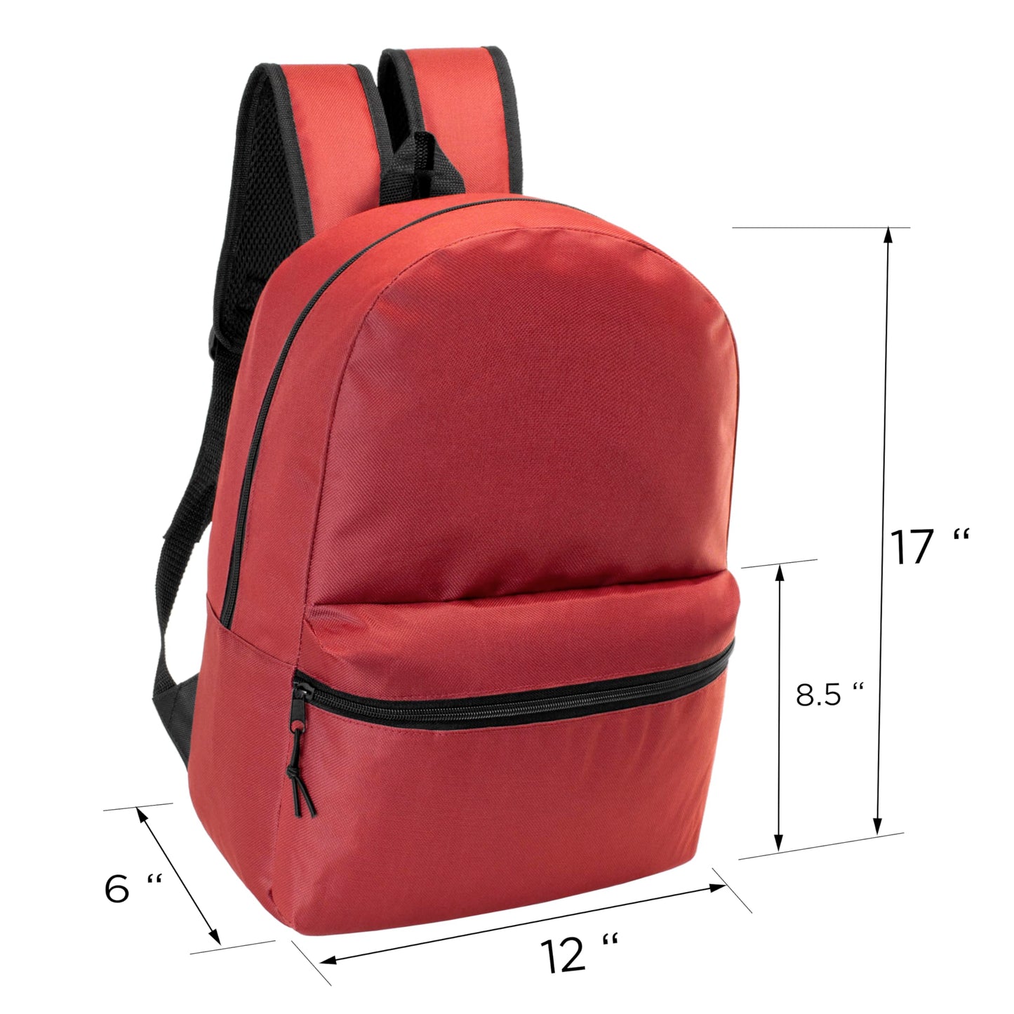 Moda West 17 Inch Bulk Backpacks with 34 Piece School Supplies Kits - Pens, Pencils, Crayons - Case of 12 Wholesale Backpacks in 12 Assorted Colors