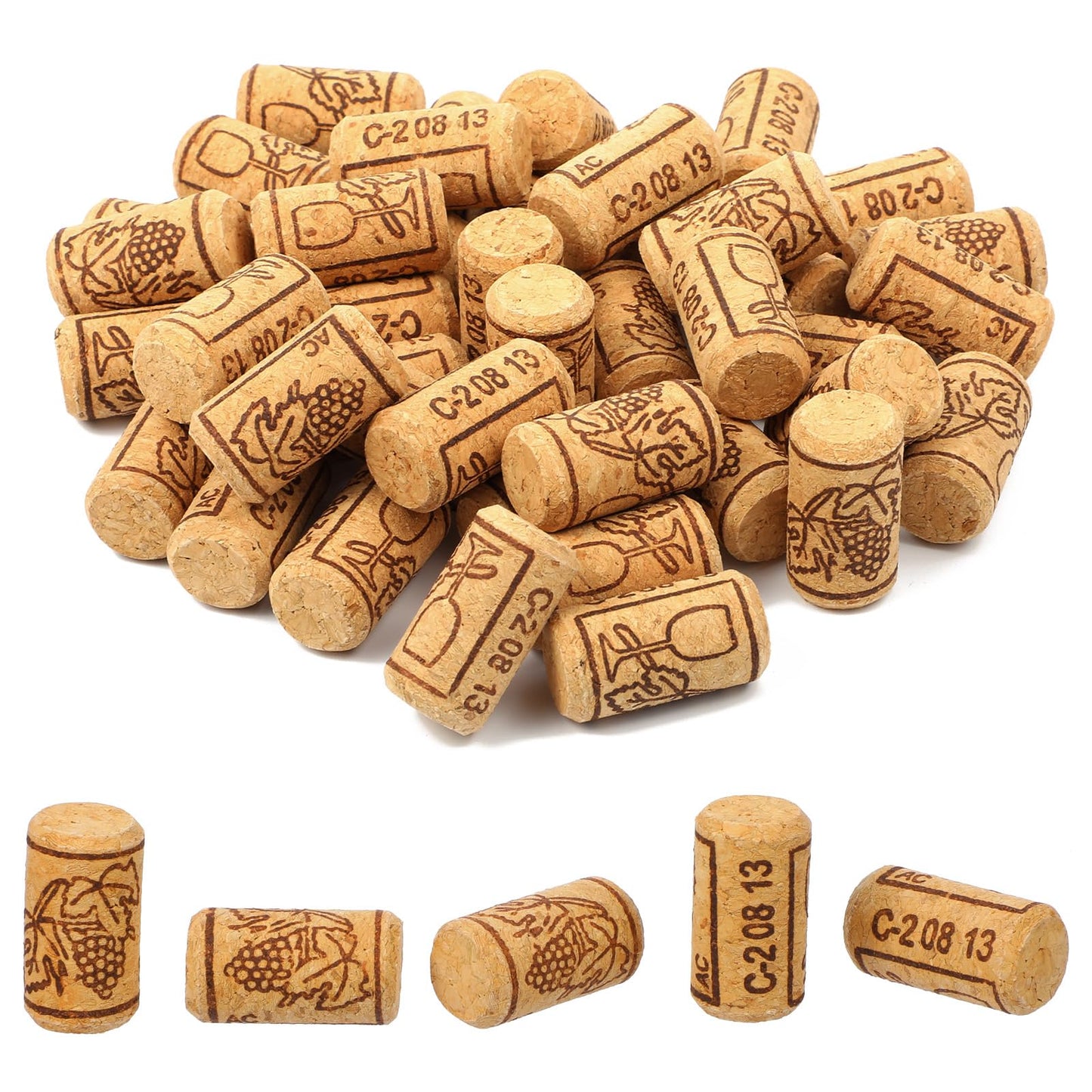 200 Pcs Straight Wine Corks, #8 Natural Corks For Crafts, 7/8" x 1 3/4" Soft Wood Cork Stoppers, Wine Bottle Stoppers Leakproof Bottle Cork For Making Art Projects