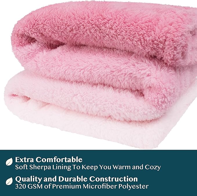 PAVILIA Fluffy Sherpa Throw Blanket Ombre | Gradient Plush, Soft, Fuzzy, Decorative Accent Throw Blanket for Couch Sofa Twin Bed | Cozy Warm Decorative Furry Faux Fur Blanket, 60x80 Inches Pink