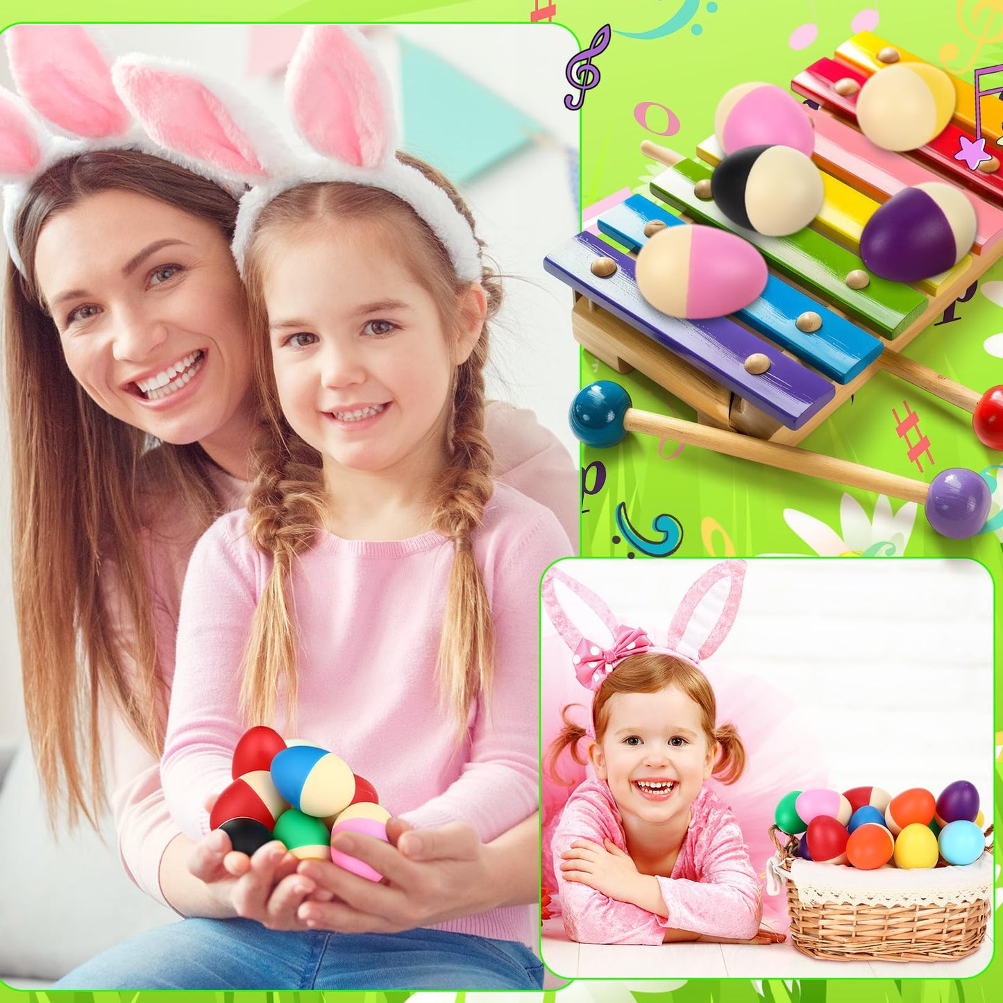 Yeshone 100 Pieces Egg Shakers Bulk Musical Instruments Percussion Maracas Egg for Kids Toys Plastic Shaker for Learning DIY Painting, Classroom Music, Rhythm(Splicing Color)