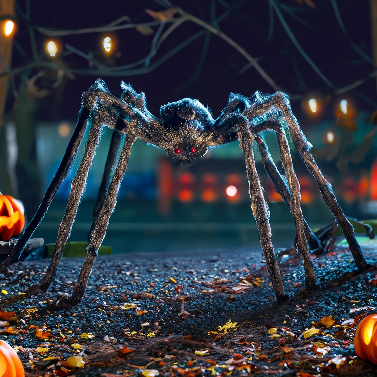 JOYIN 5ft Halloween Spider Outdoor Decorations, Scary Giant Large Spider Props for Halloween Outside Decor, Indoor Party Supplies and Yard Lawn Decoration, Brown