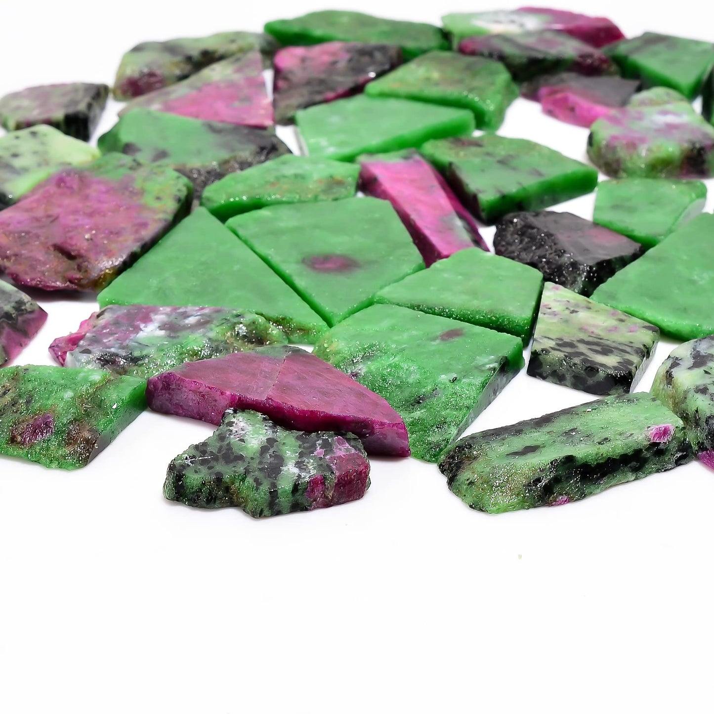 Natural Ruby Zoisite Raw Slice Gemstone- Healing Crystals for DIY Jewelry Making -Loose Natural Cabochon -Perfect for Crafting Unique Jewelry Designs (5 pcs, 25-35 mm)