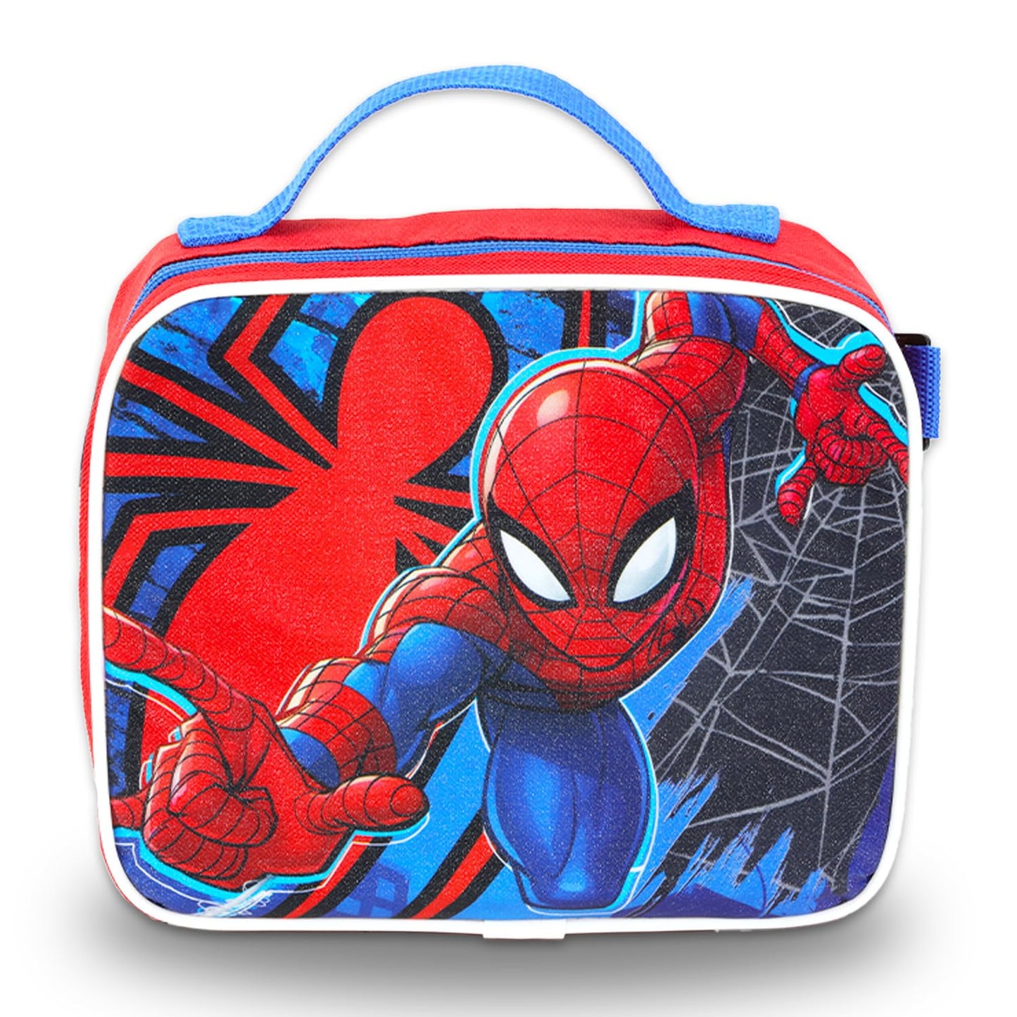 Marvel Spiderman Backpack with Lunch Box Set - 5 Pc Bundle of 15" School Bag for Kids, Lunch Bag, Stickers, More Spiderman School Supplies