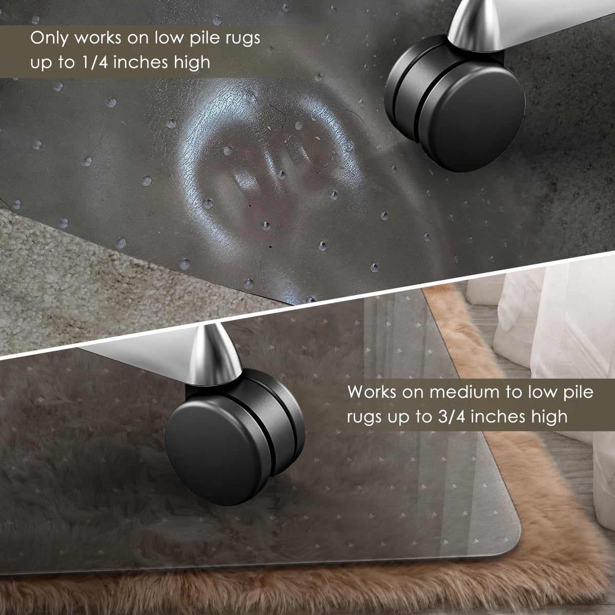Heavy Duty Office Chair Mat for Carpet 36" x 48" with Lip Ship Flat