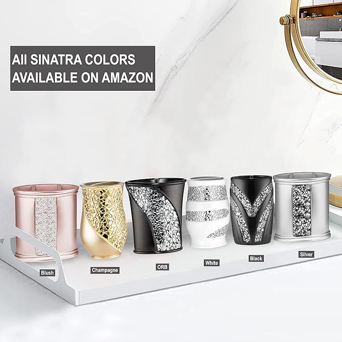 Zahari Home Sinatra Bath Tooth Brush Holder Modern Tooth Brush and Toothpaste Holder, Silver