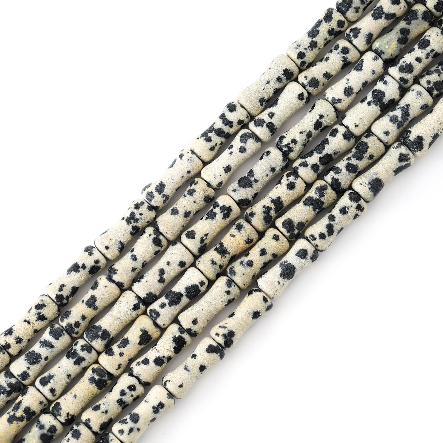 5x12mm Natural Dalmation Stone Bamboo Shape Gem Healing Energy Loose Spacer Beads for DIY Necklace Bracelet Earring