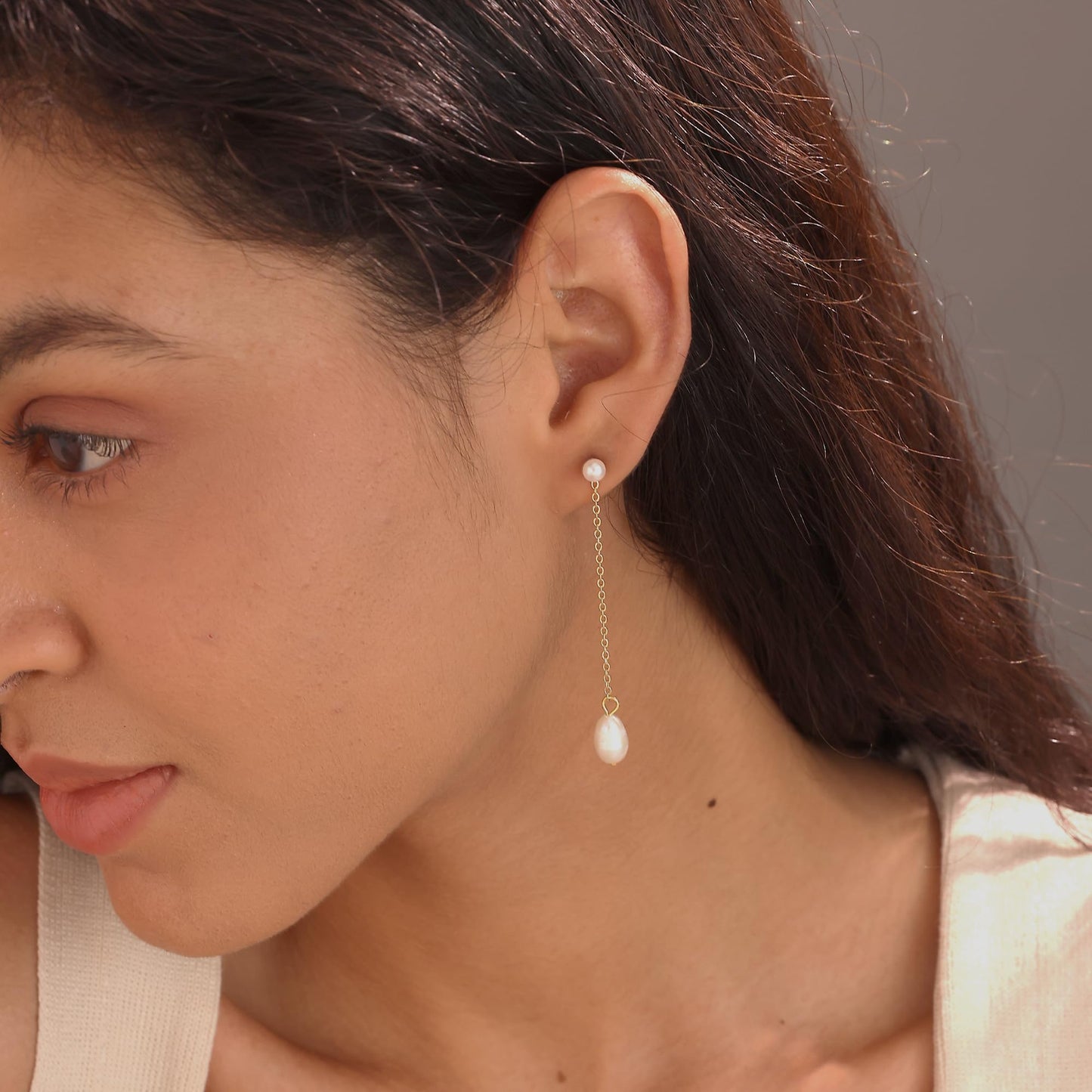 SELFROSE Pearl Dangle Earrings for Women,Trendy Pearl Drop Earring 14k Gold Plated Dainty Wedding Earrings