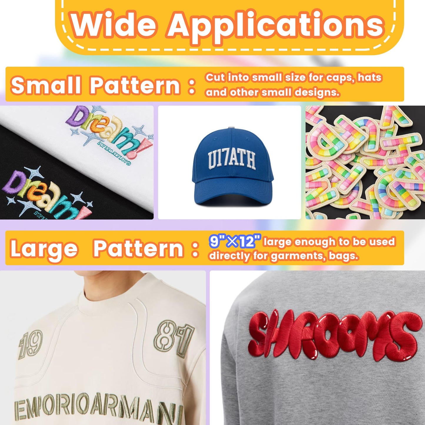 New brothread - 15 Options- 6PCS Embroidery Puffy Foam 9″x12″ Large Size 3MM Creating 3D Embroidery Effect for Caps, Garments, Jackets, Bags, Backpacks and More - White