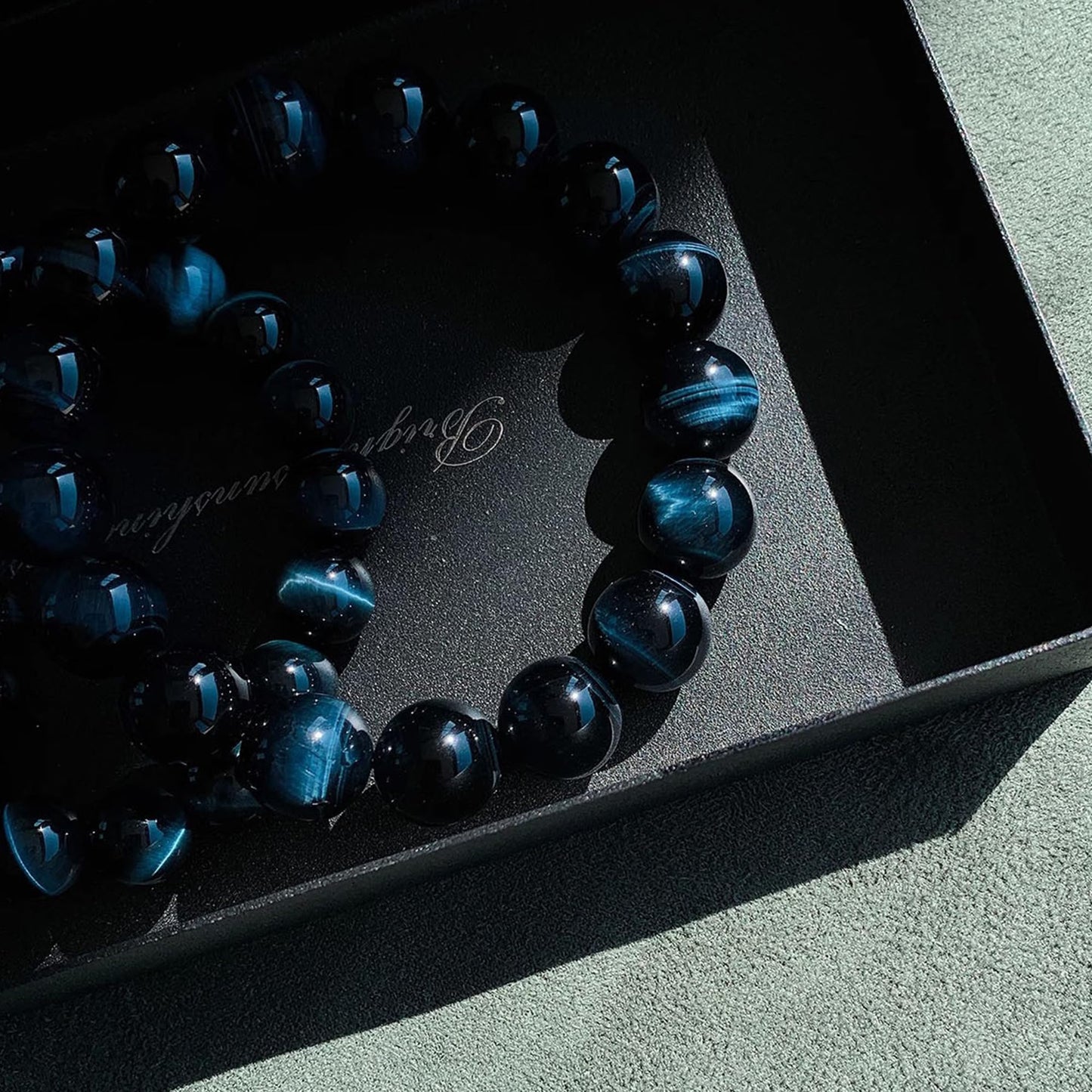 Cryhand Female 8mm Beaded Bracelets For Women Simulated Blue Tigers eye Bracelet for Men Handmade Lucky Money Stretchy Crystal Bracelets Best Gifts