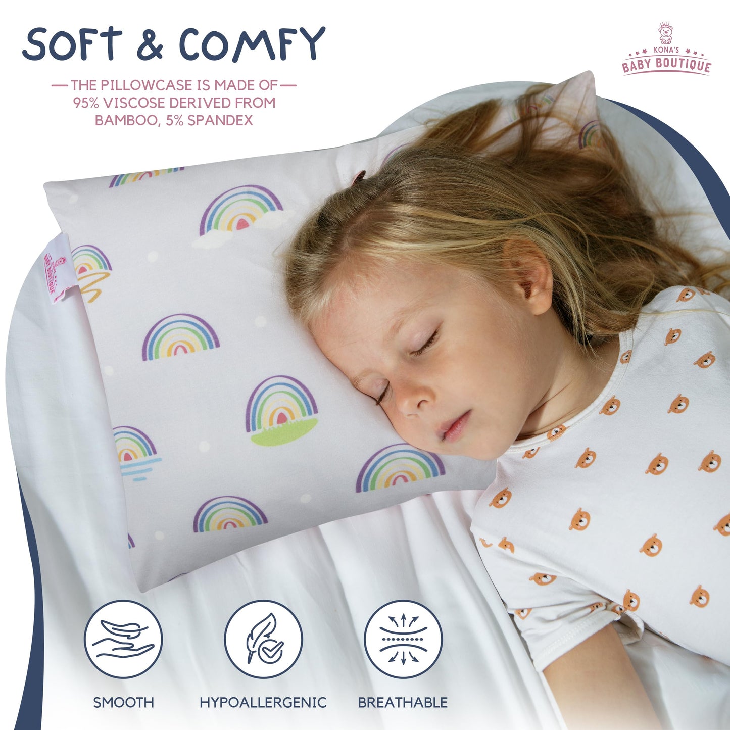 Kona's Perfect Toddler Pillow - Softest Pillowcase, 13 x 18 Inch, Ages 2-3
